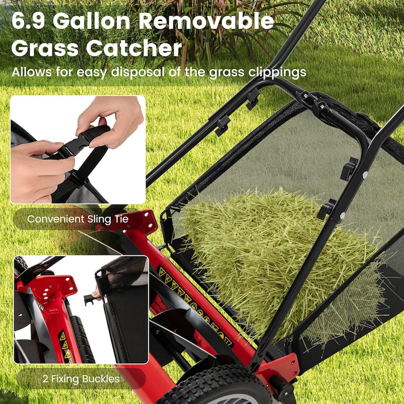 Ironmax 16" Push Lawn Mower with 5-Blade 6.9 Gallon Removable Grass - See Details