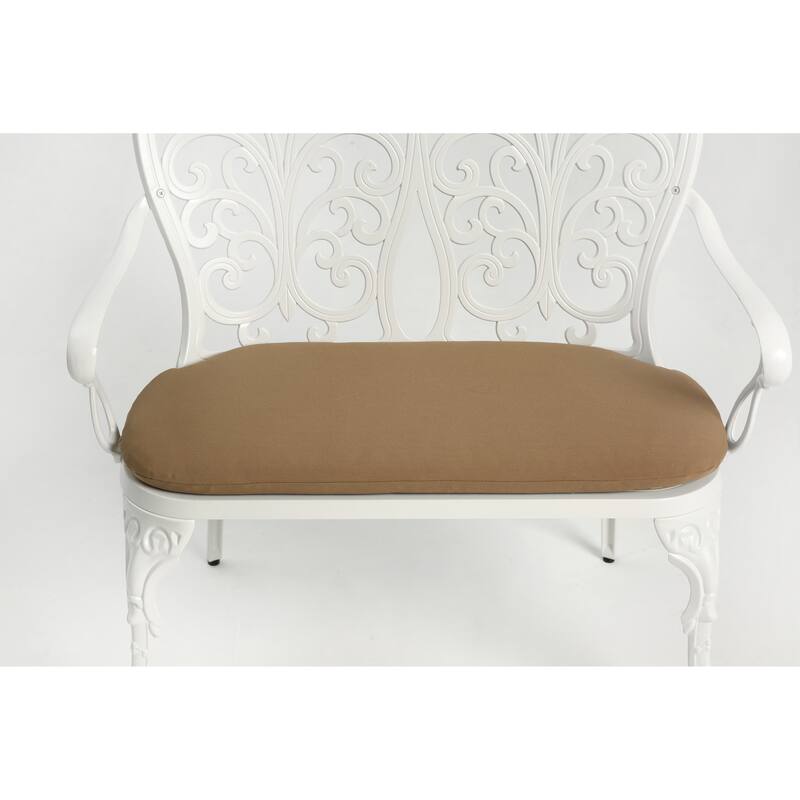 Patio Garden Bench Metal Park Bench Cast Aluminum Outdoor Furniture With Floral Rose For Patio,Park,Lawn,Yard With Cushion