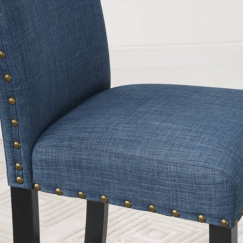 Modern Style 5-Piece Dining Table Set with Shelf and 4 Upholstered Chairs, Nailhead Design