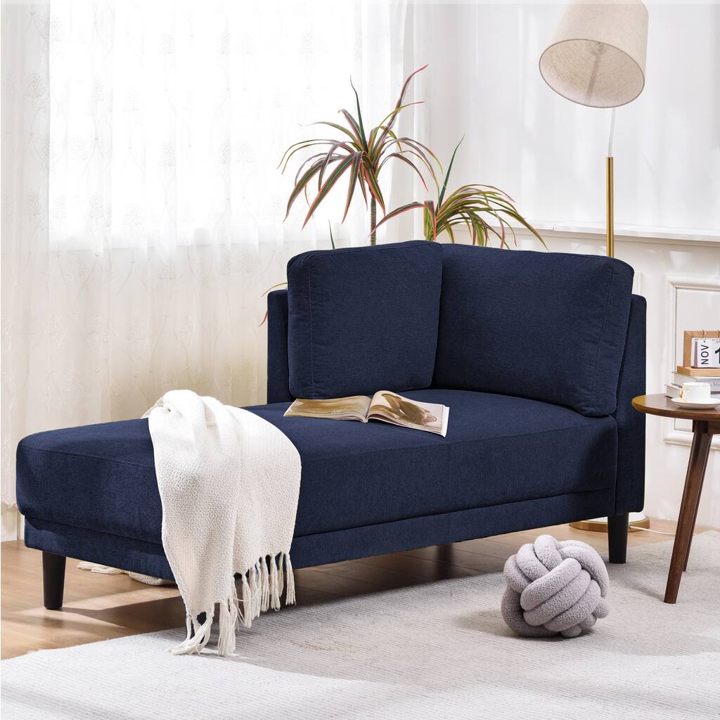 65" Modern Linen Corner Chaise Lounge with Removable Cushions, Sleeper Sofa Bed, Leisure Sofa, Upholstered Chaise Lounge