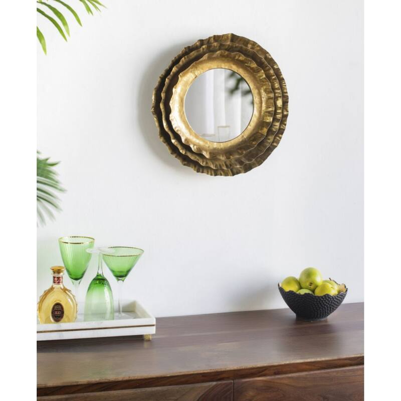 Round Layered Metallic Frame Wall Mirror - 16.25" - Gold