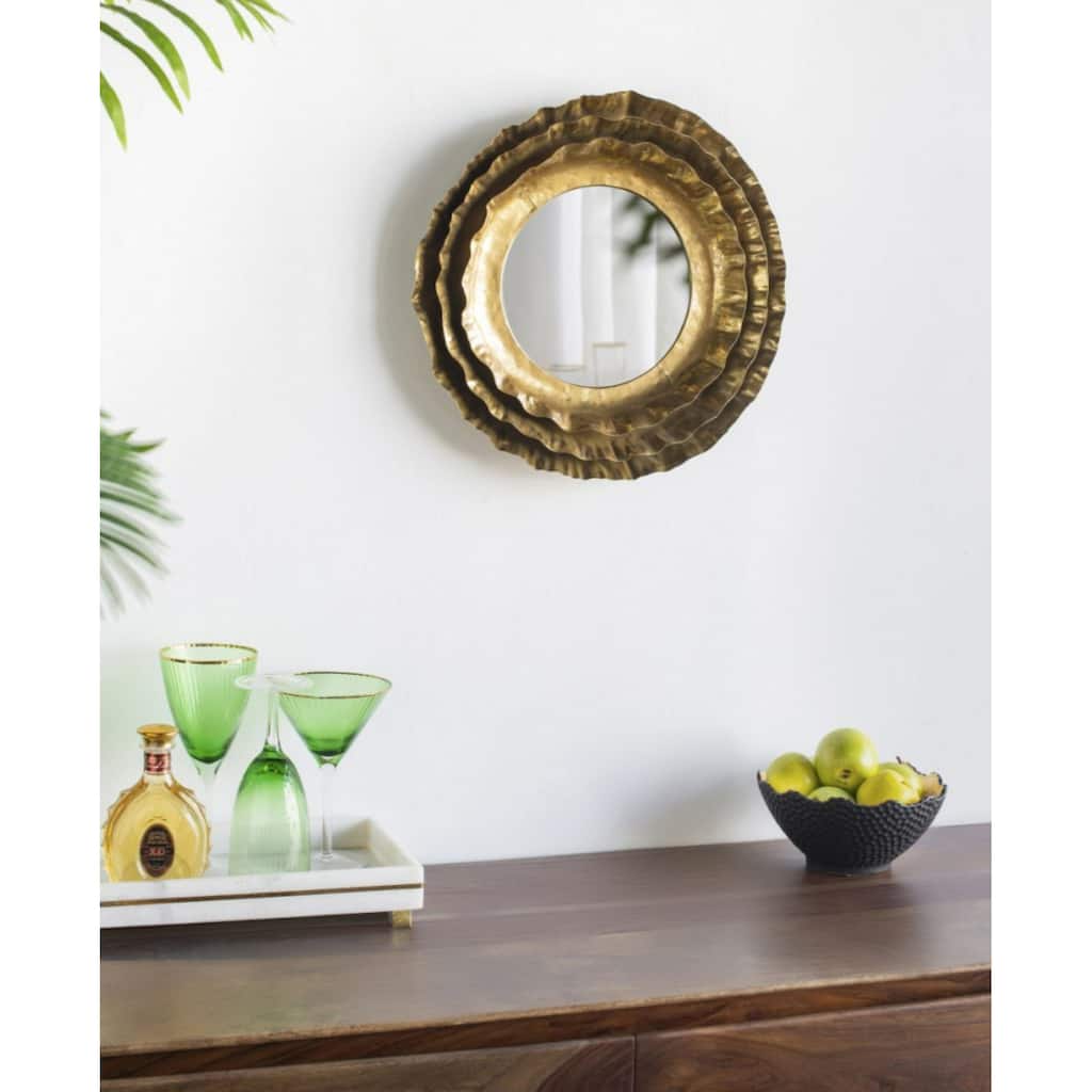 Round Layered Metallic Frame Wall Mirror - 16.25" - Gold