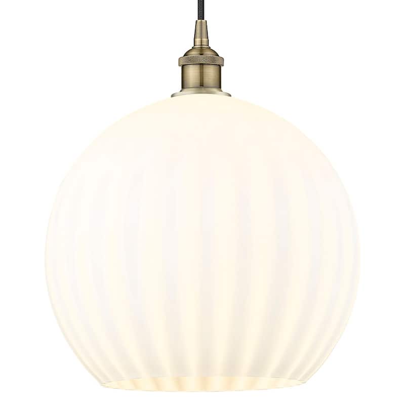 Innovations Lighting 616-1P 17 14 White Venetian Pendant White - Antique Brass