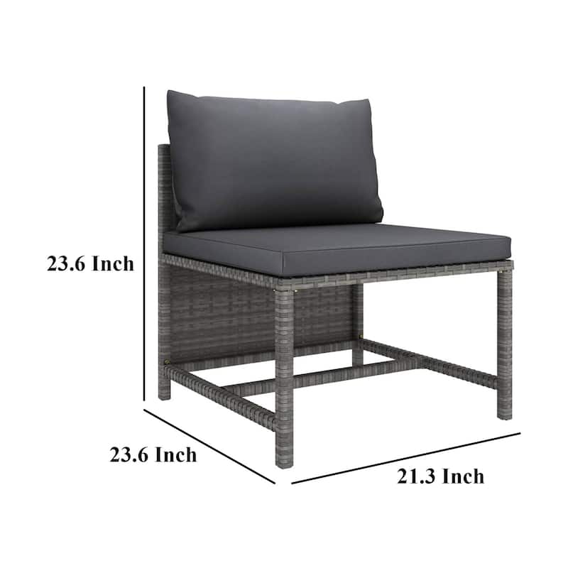 Tim Outdoor Modular Middle Sofa Chair, Sectional, Gray Cushions Rattan