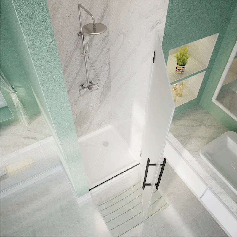 i-Homare 30 in.W x 72 in.H Frameless Pivot Shower Door, 5/16 in SGCC Frosted Tempered Glass