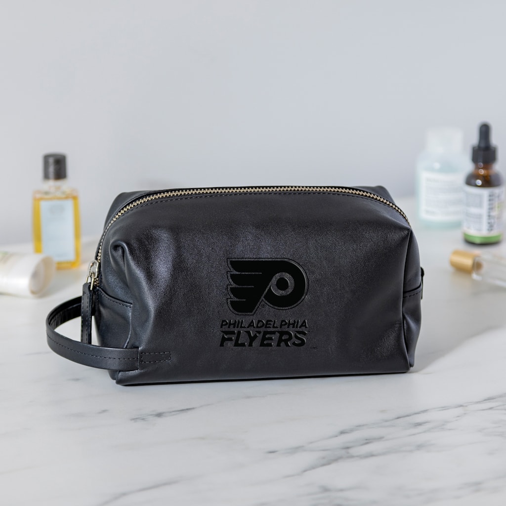 Philadelphia Flyers, Hybrid Leather Lined Toiletry Bag with Handle, Black