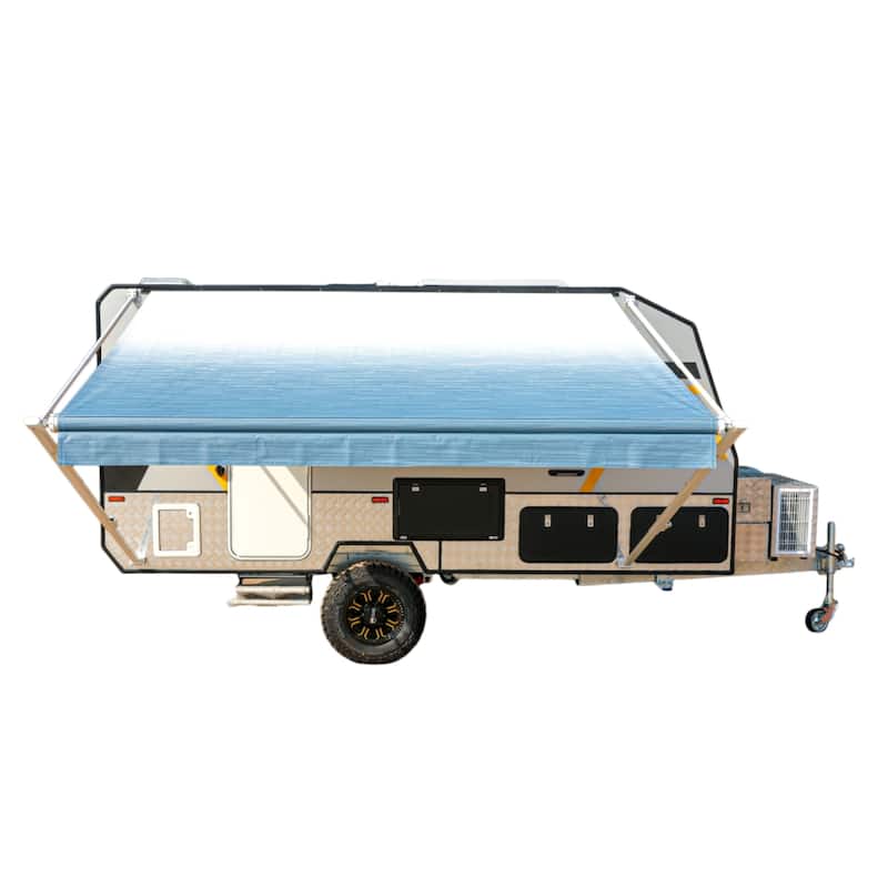 ALEKO Waterproof Retractable 16'X8' RV or Home Patio Canopy Awning - blue fade