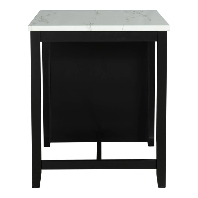 Furniture of America Manter 3-Piece Black Wood 3-Shelf Counter Height Dining Table Set with USB Ports