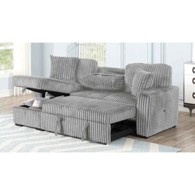 Plush Sectional in Black, Cream and Gray