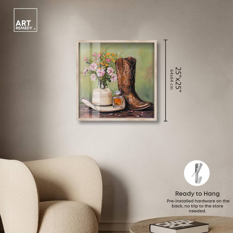 Spring Green Cowboy Necessities Shadowbox by Art Remedy