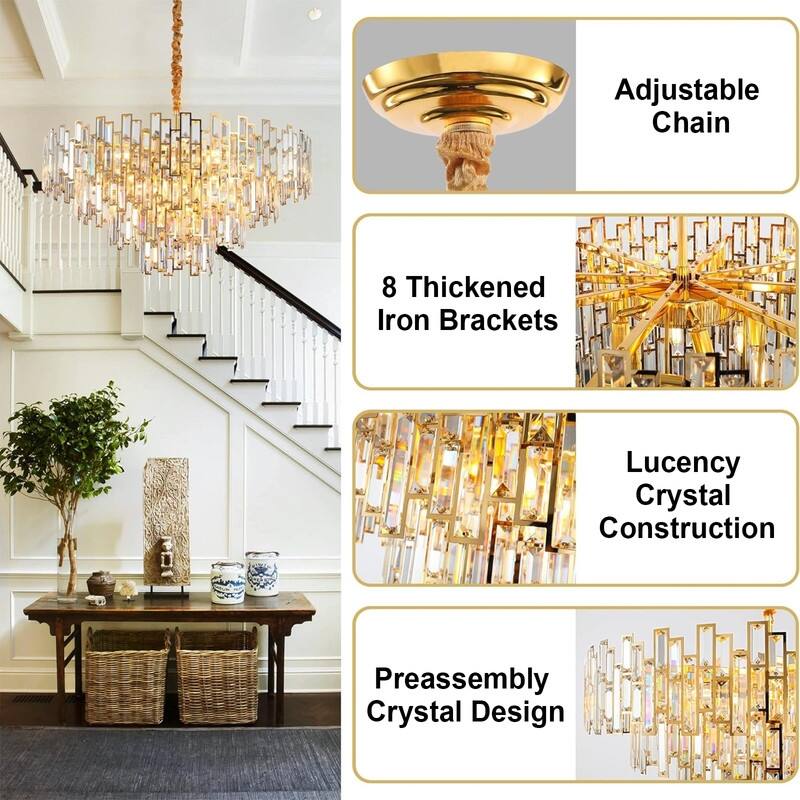 KAYLA 24in Chandelier 10-Light Crystal Chandelier