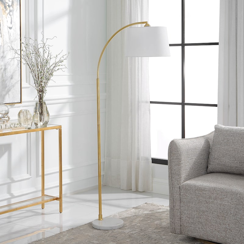 Porch & Den Gold Metal Arc Floor Lamp with Solid Marble Base