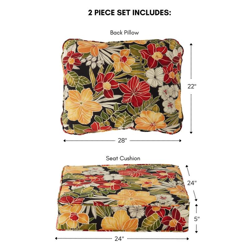 Outdoor 2-Piece Reversible Deep Seat Cushion Set (Cushions Only)