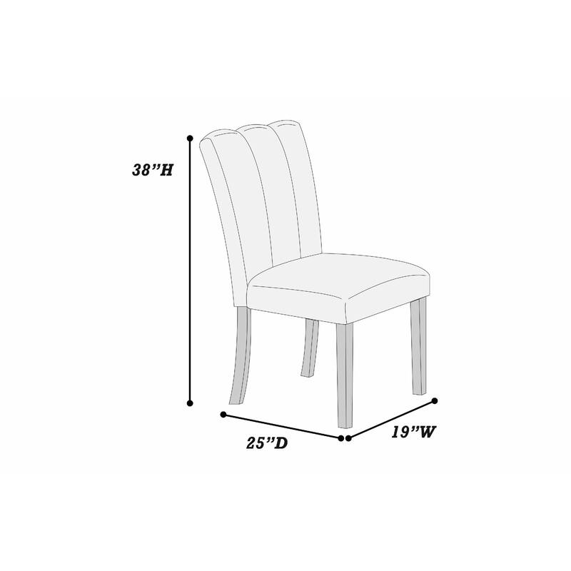 Dining Side Chair Set of 2, Foam Cushioned Beige Fabric, Black Wood