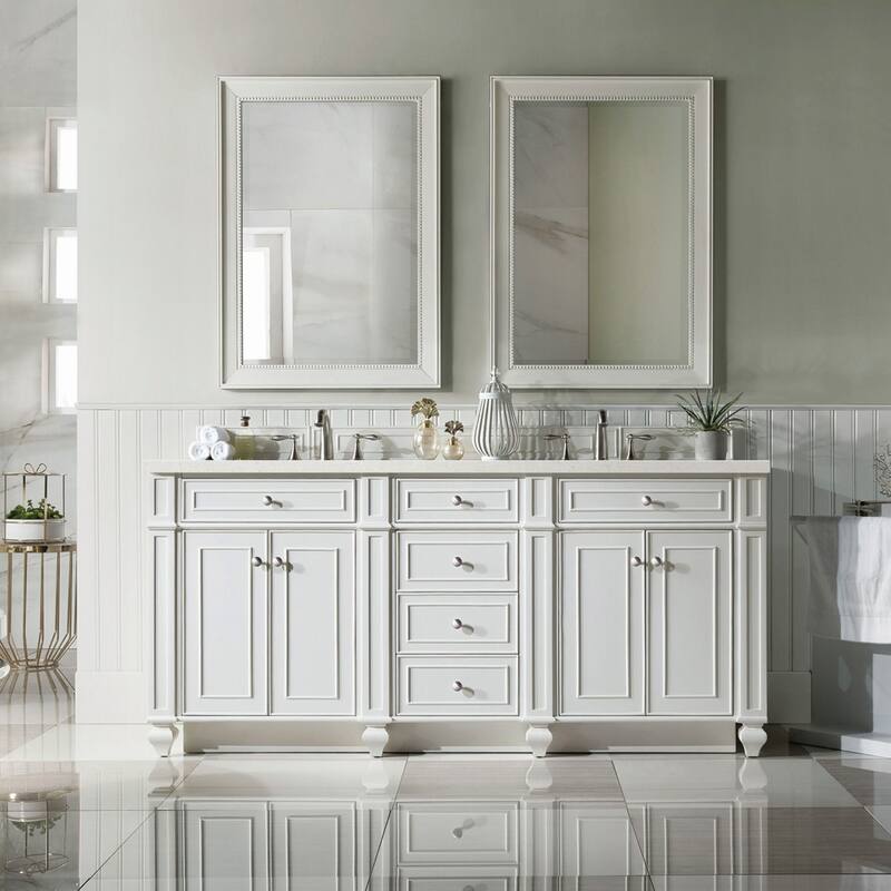 James Martin Vanities 157-V72-3LDL Bristol 72" Double Basin Walnut