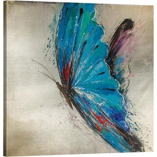 Shop Blue And Brown Butterfly Painted Designer Canvas Art 32 X 32