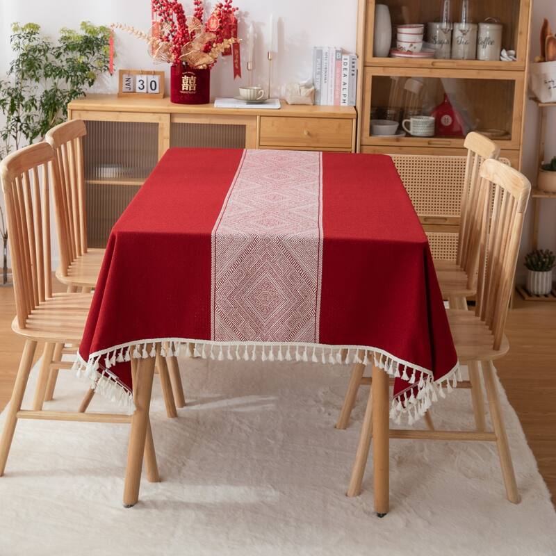 High Quality Washable Cotton Linen tablecloths, Wrinkle Resistant Washable Dining Room Table Cloths for Rectangle Tables - 55" x 78"