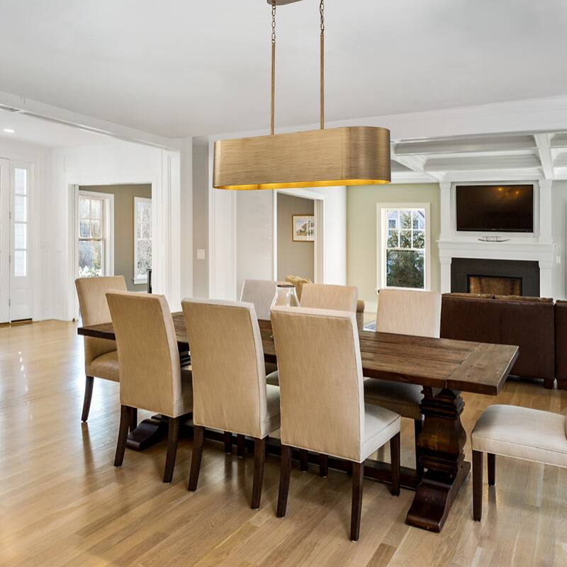 Modern 5-Light Brass Oval Chandelier with Distressed Metal Finish - 38.6