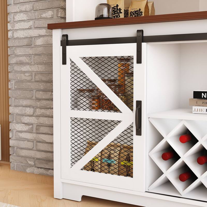 Meyreso Food storage cabinet Contemporary/Modern White Kitchen hutch with Wine Storage