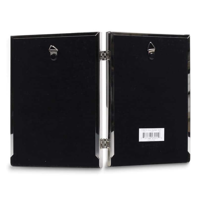 Curata 5x7 Hinged Double Silver-Tone Standard Metal Frame