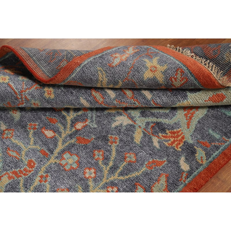 Hand Knotted Oriental 100% Wool Carpet Traditional All-Over Navy Blue & Blues Ziegler Area Rug - 5' 11'' X 4' 1''