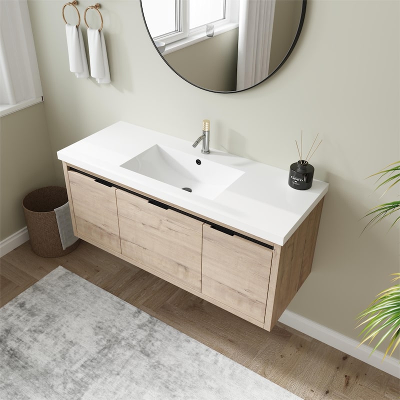 24" Bathroom Vanity With Ceramic Sink Combo, Freestanding