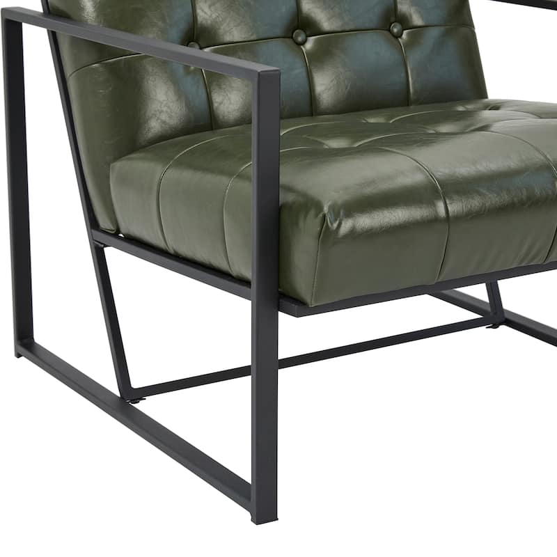 Glitzhome 29.50"W Mid-Century PU Leather Tufted Accent Chair - 29.5"W x 30.5"H x 29.25"D