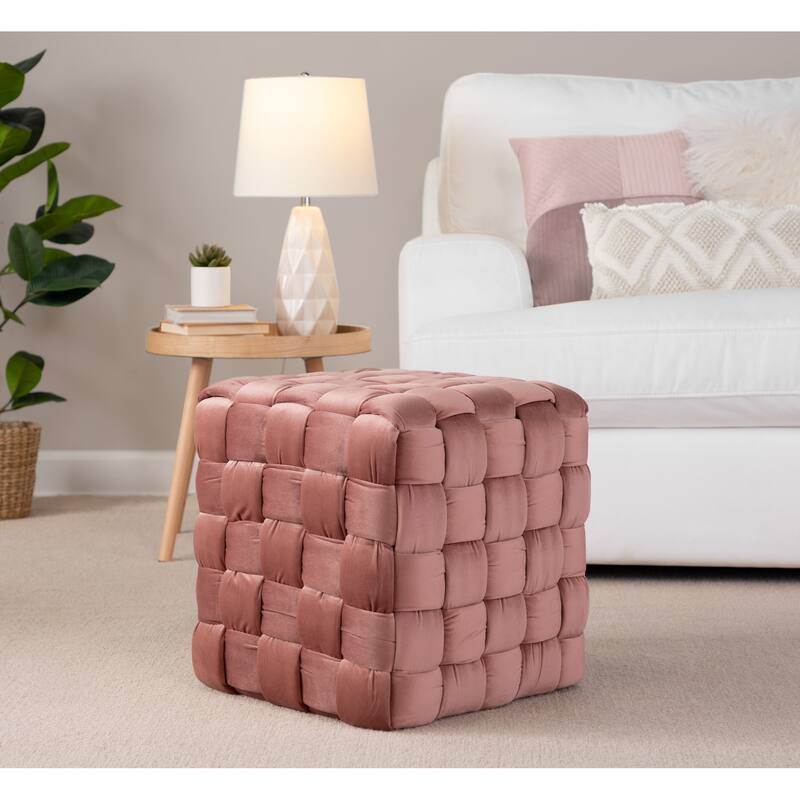 Square Braided 16" Ottoman Comfortable choice, multiple functions, classic design, and cozy corners in Velvet by LumiSource
