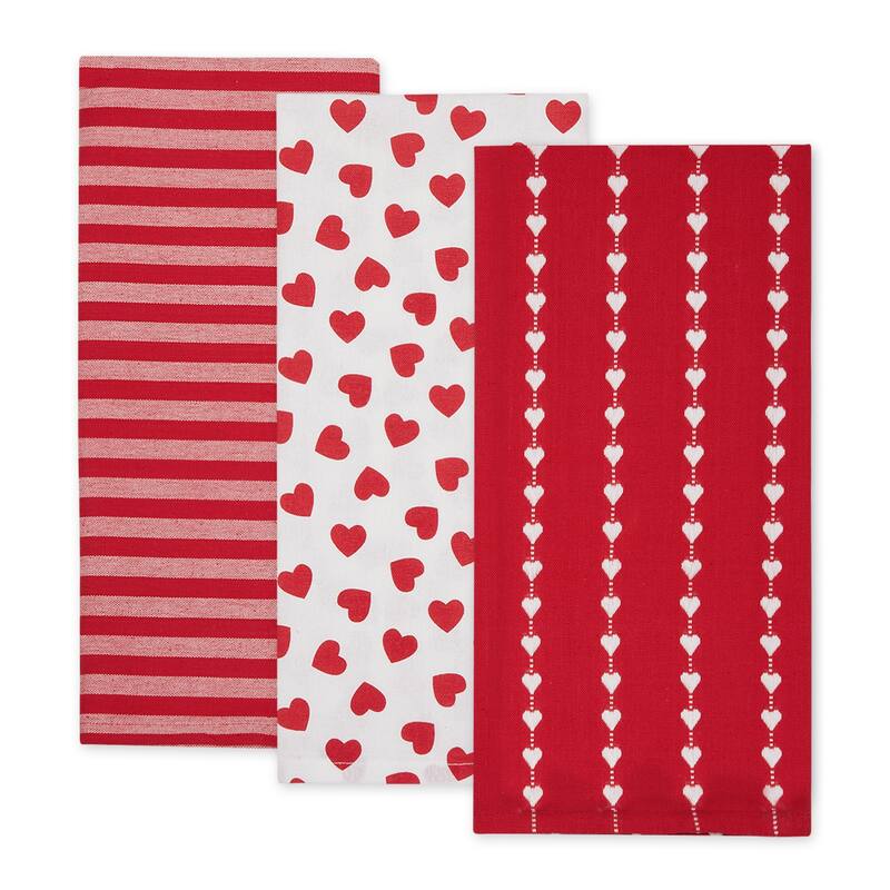 Assorted Valentines Dishtowel (Set of 3) - 9.5x6.5"