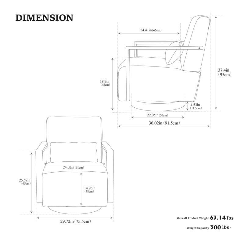 29.72"W Swivel Modern Upholstered Accent Chair with Solid Wood Armrests and 360 Degree Comfy Lounge Reading Chair,Side Armchair