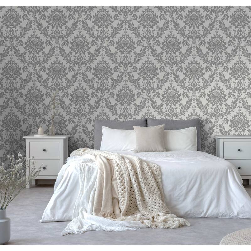 Clara Damask Luxury Italian Vinyl Wallpaper – 396in x 20.8in