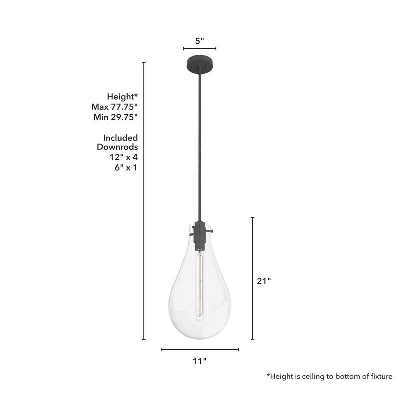 Hunter 11" Lundin 1-Light Pendant - Kitchen Island, Dining Room, Entry - Contemporary, Transitional