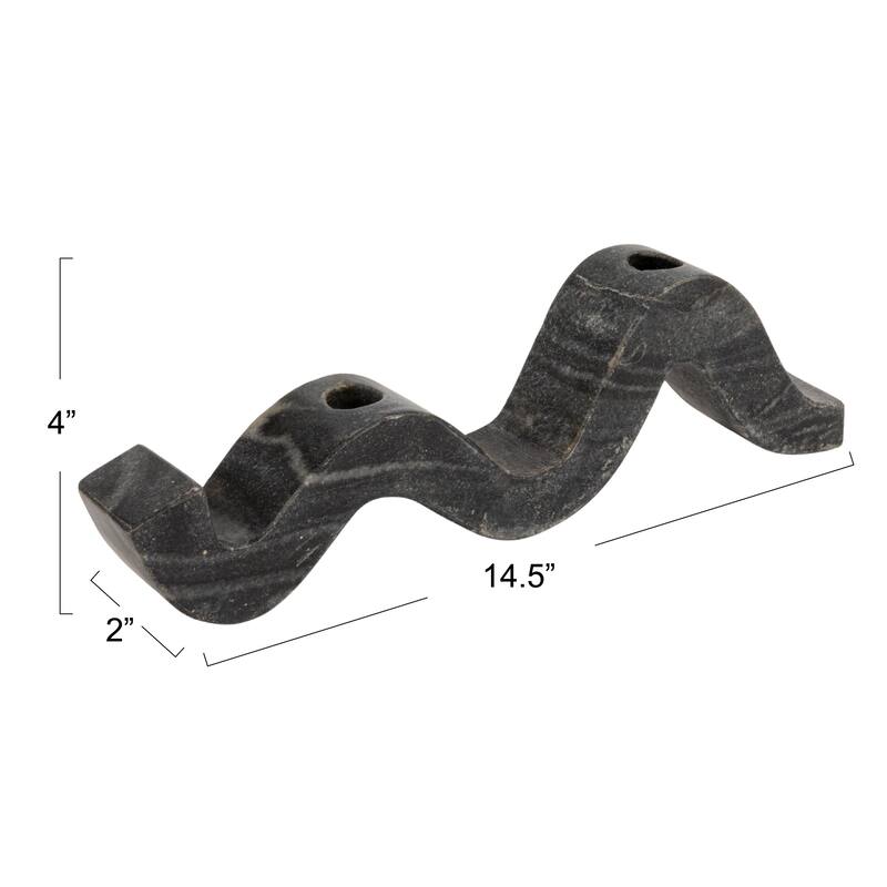 Marble Wave Double Taper Candle Holder - 14.5"L x 4.0"W x 2.0"H