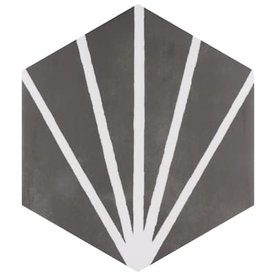 Merola Tile Horizon Dusk Hex Nero 7-3/4" x 9" Porcelain Floor and Wall Tile