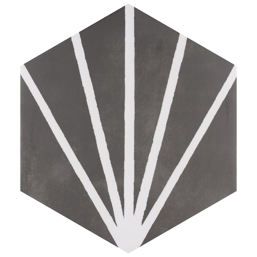 Merola Tile Horizon Dusk Hex Nero 7-3/4" x 9" Porcelain Floor and Wall Tile