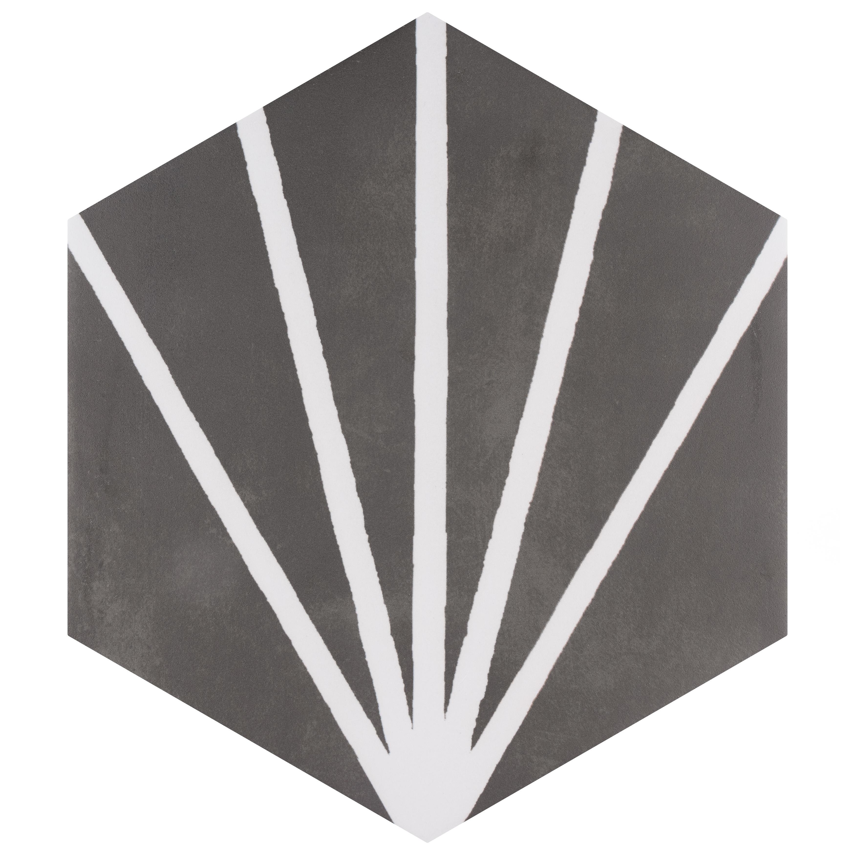Merola Tile Horizon Dusk Hex Nero 7-3/4" x 9" Porcelain Floor and Wall Tile