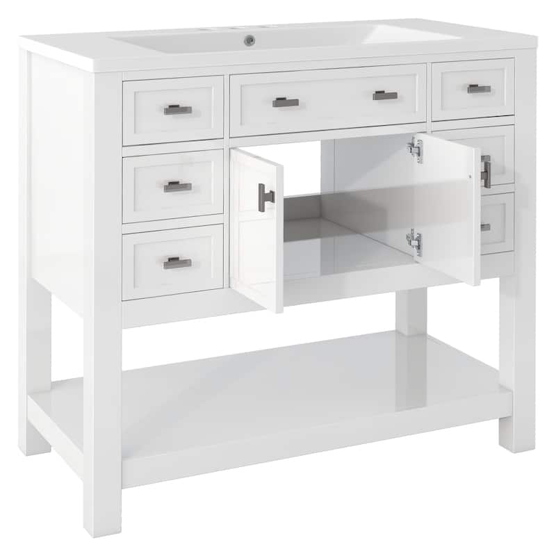 36'' Freestanding Bathroom Vanity Set with Integrated Ceramic Sink and Drawers - 36'' X 34''
