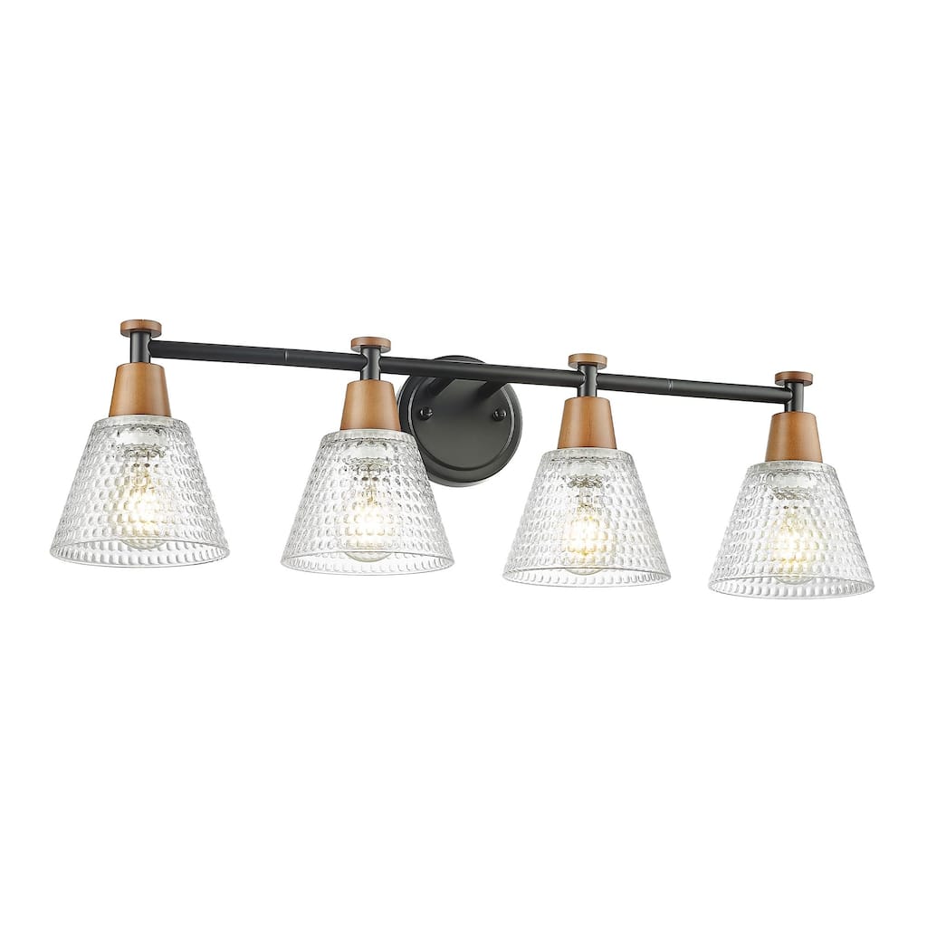 29.5" 4-Light Vanity Lights, Hammered Glass Shade
