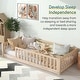 preview thumbnail 8 of 32, Twin Size Floor Bed for Kids with Safety Guardrails and Door and Slats