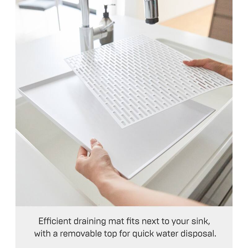 Yamazaki Home Dish Drainer Tray, ABS Plastic - L 12.09 x W 16.73 x H 0.59 inches