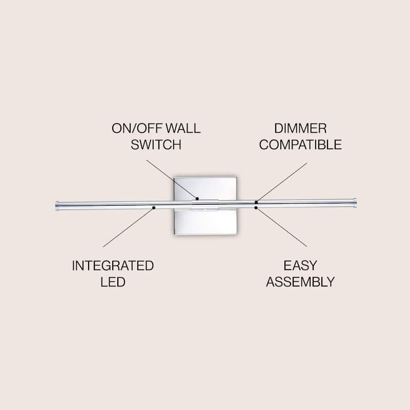 28" Dimmable Integrated LED Metal Wall Sconce, by JONATHAN Y