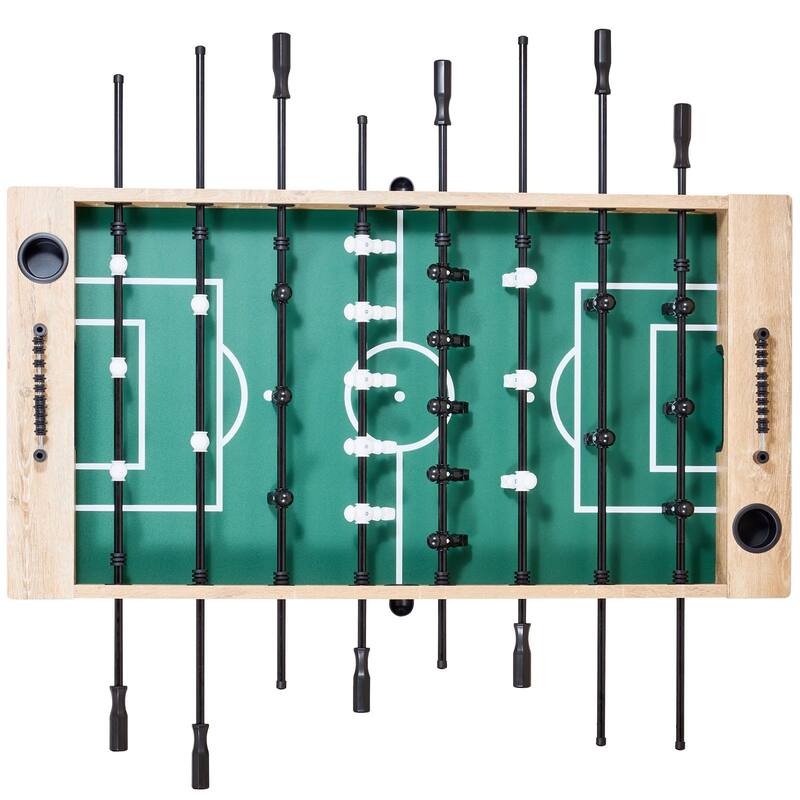 Light Wood MDF Foosball Table with 26 Players, Anti-Slip Handles and Adjustable Legs - 55x28.6x34 in