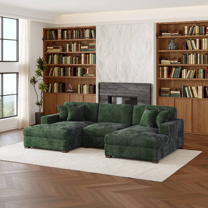 Oversized Chenille Modular Sectional Sofa With Deep Seat