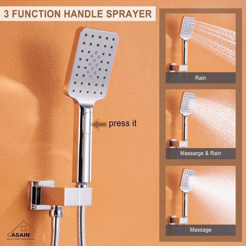 3 Function 10" Ceiling Mount Dual Shower Heads Shower System