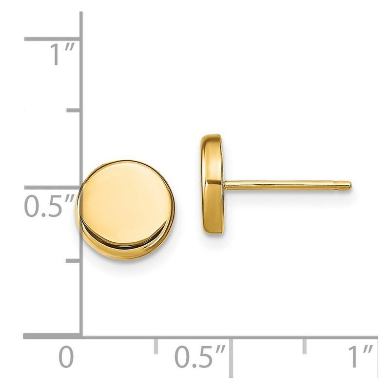 Curata 14k Yellow Gold 6.6mm Polished Button Post Earrings