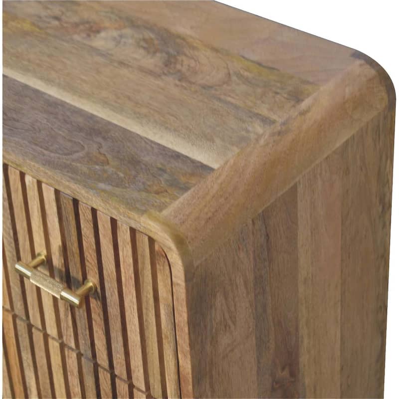 Artisan Furniture Solid Wood T-bar Ridged Chest, Beige with 3 Drawers - N/A