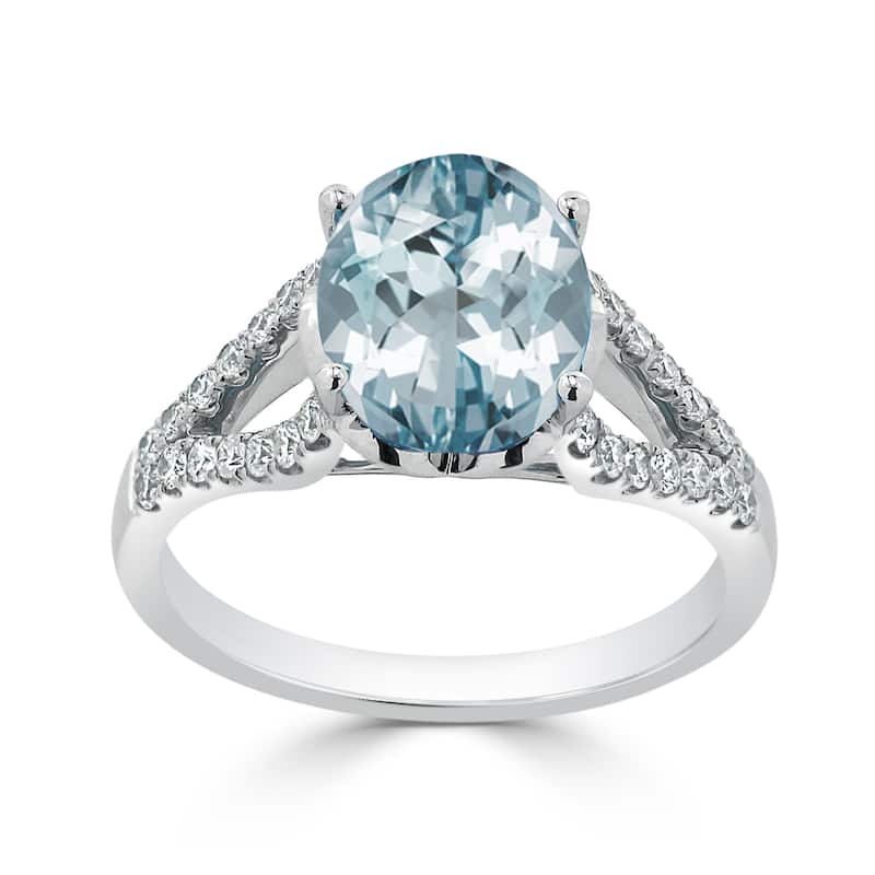 Auriya 2ct Fancy Oval Aquamarine and Diamond Engagement Ring 1/3cttw 14k Gold