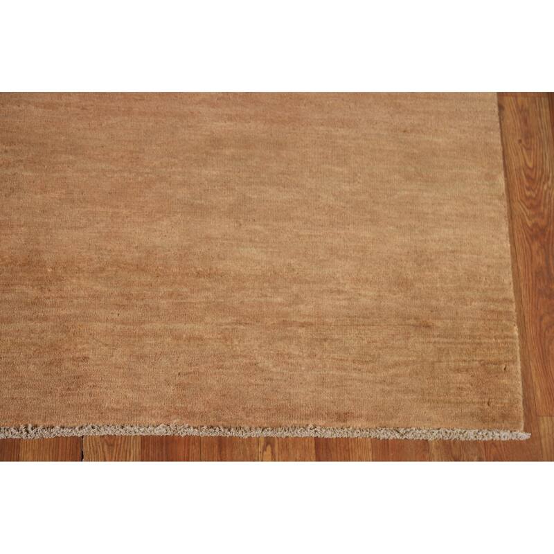 Gold Brown Modern Gabbeh Oriental Area Rug Hand-Knotted Wool Carpet - 5'5" x 8'2"