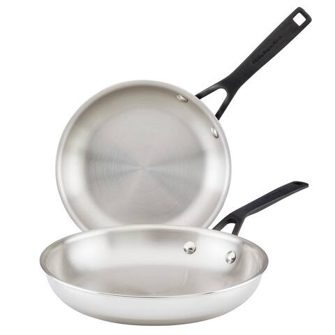 KitchenAid 5-Ply Clad Stainless Steel Frying Pan Set, 2pc