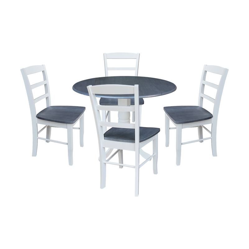 42" Drop Leaf Dining Table with 4 Ladderback Chairs - 5 Piece Set